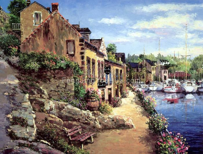 风景油画-地中海风景画图片