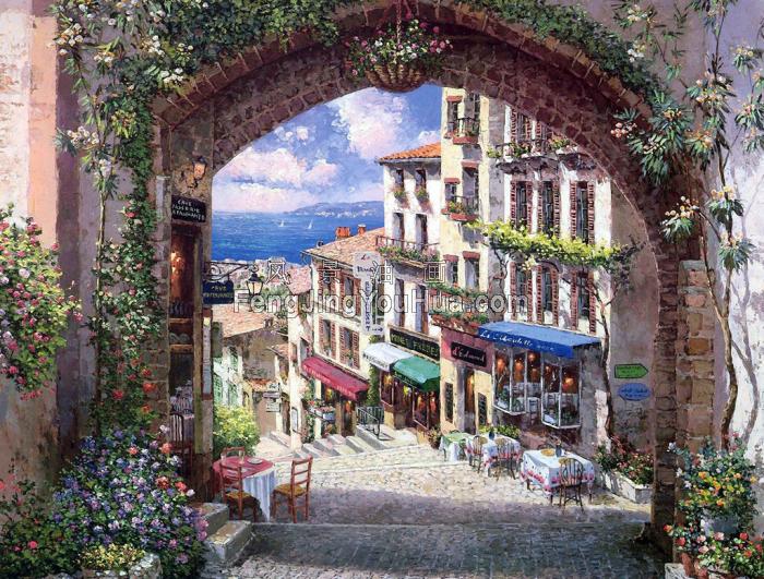 风景油画-地中海风景画图片