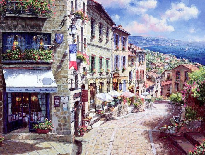 风景油画-地中海风景画图片